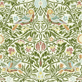 Bird Wallpaper - Boughs Green - by Morris. Click for more details and a description.
