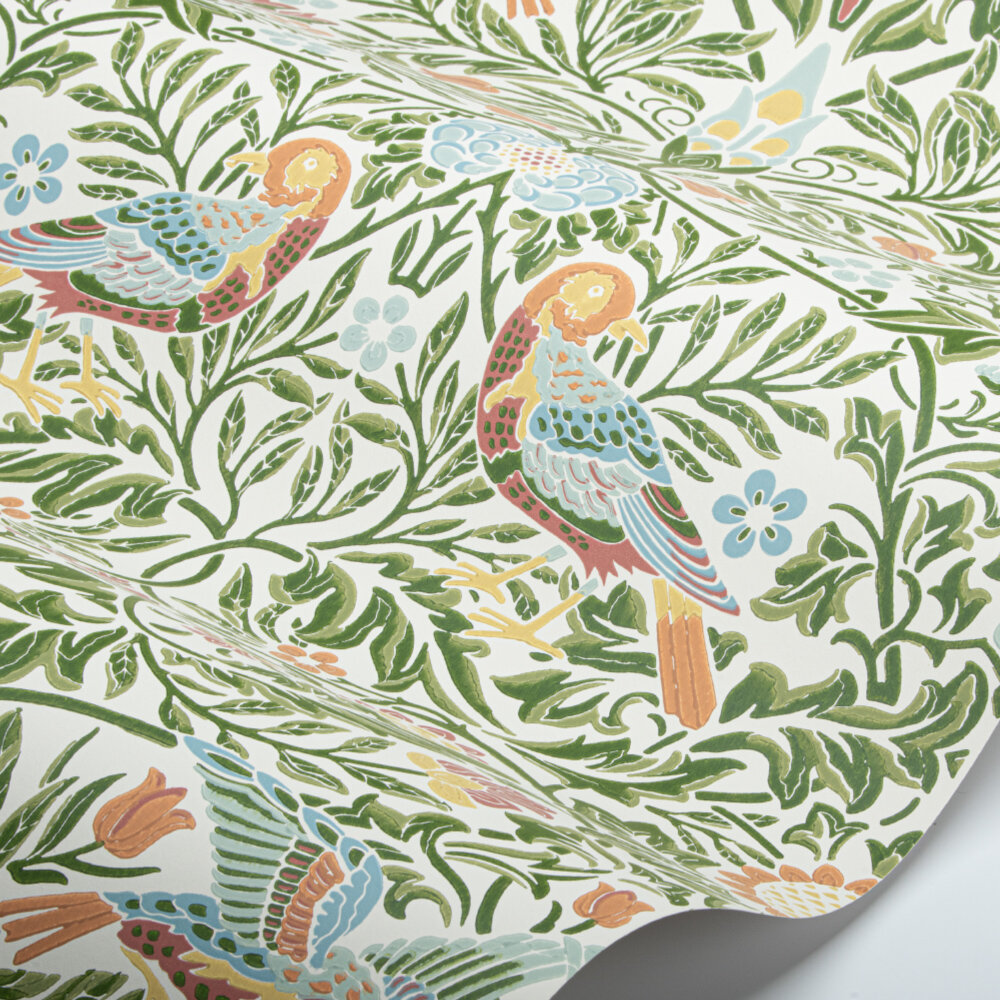 Bird Wallpaper - Boughs Green - by Morris