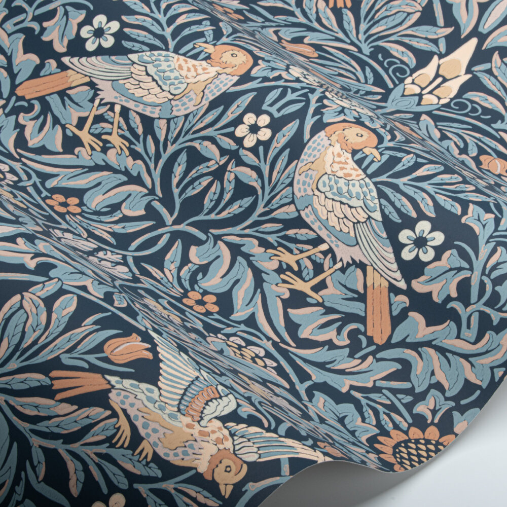 Bird Wallpaper - Webbs Blue - by Morris