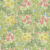 Bower Wallpaper - Boughs Green / Rose - by Morris. Click for more details and a description.