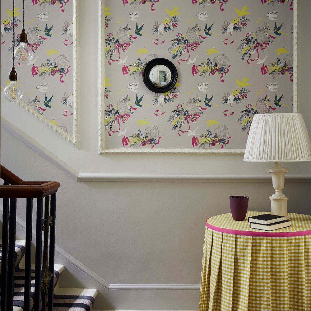Volieres Wallpaper - French Grey - by Little Greene