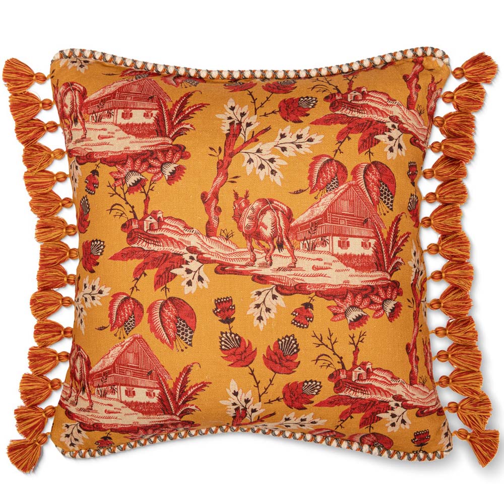 Namlos Linen Cushion - Ochre/ Red - by Mind the Gap