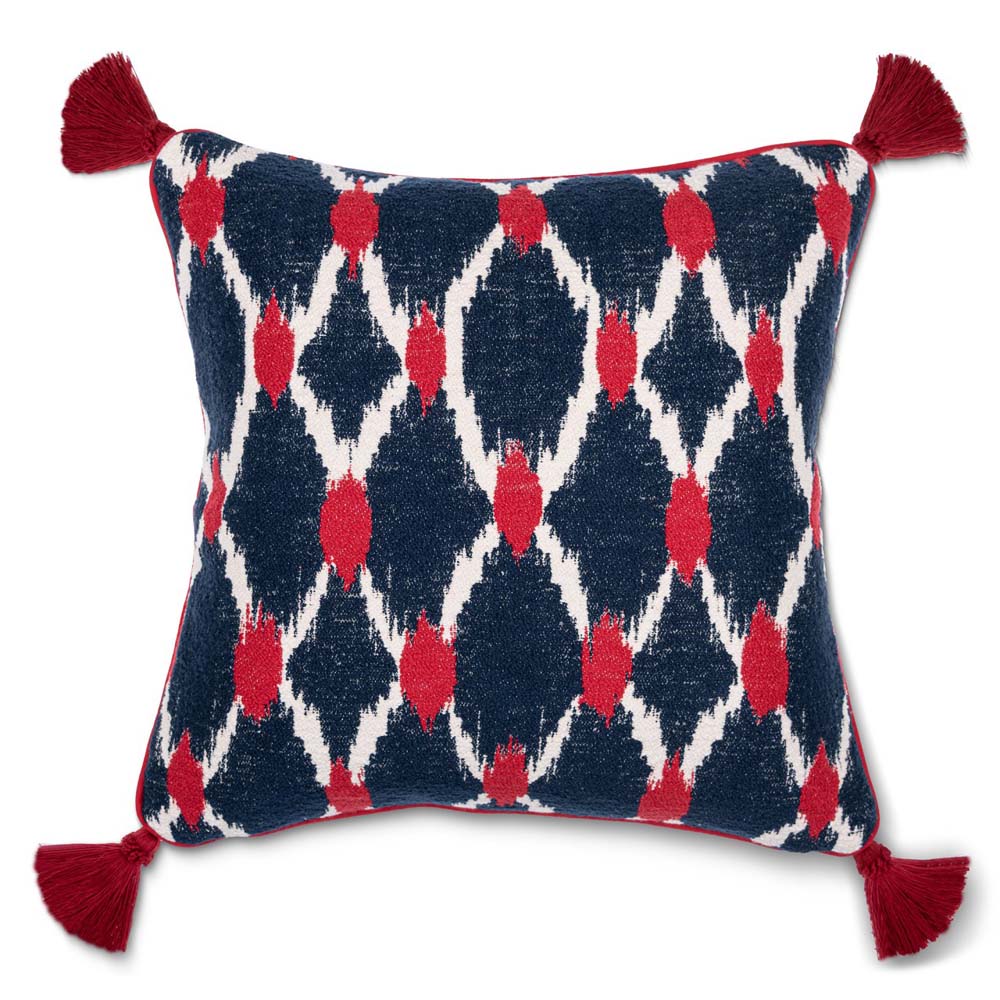 Seebensee Square Cushion - Blue/ Red/ White - by Mind the Gap