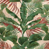 Panoramique Palm Paradise Mural - Rose / vert - Metropolitan Stories. Cliquez pour en savoir plus et lire la description.