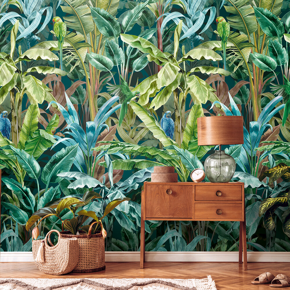 Panoramique Palm Paradise Mural - Bleu / vert - Metropolitan Stories