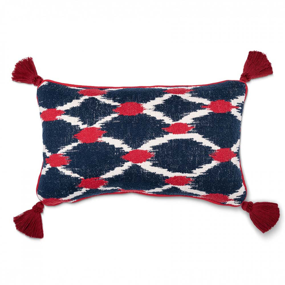 Seebensee Rectangle Cushion - Blue/ Red/ White - by Mind the Gap