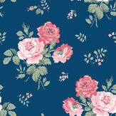 Antique Rose Wallpaper - Navy - by Cath Kidston . Click for more details and a description.