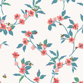 Greenwich Flowers Wallpaper - Cream & Red - by Cath Kidston . Click for more details and a description.