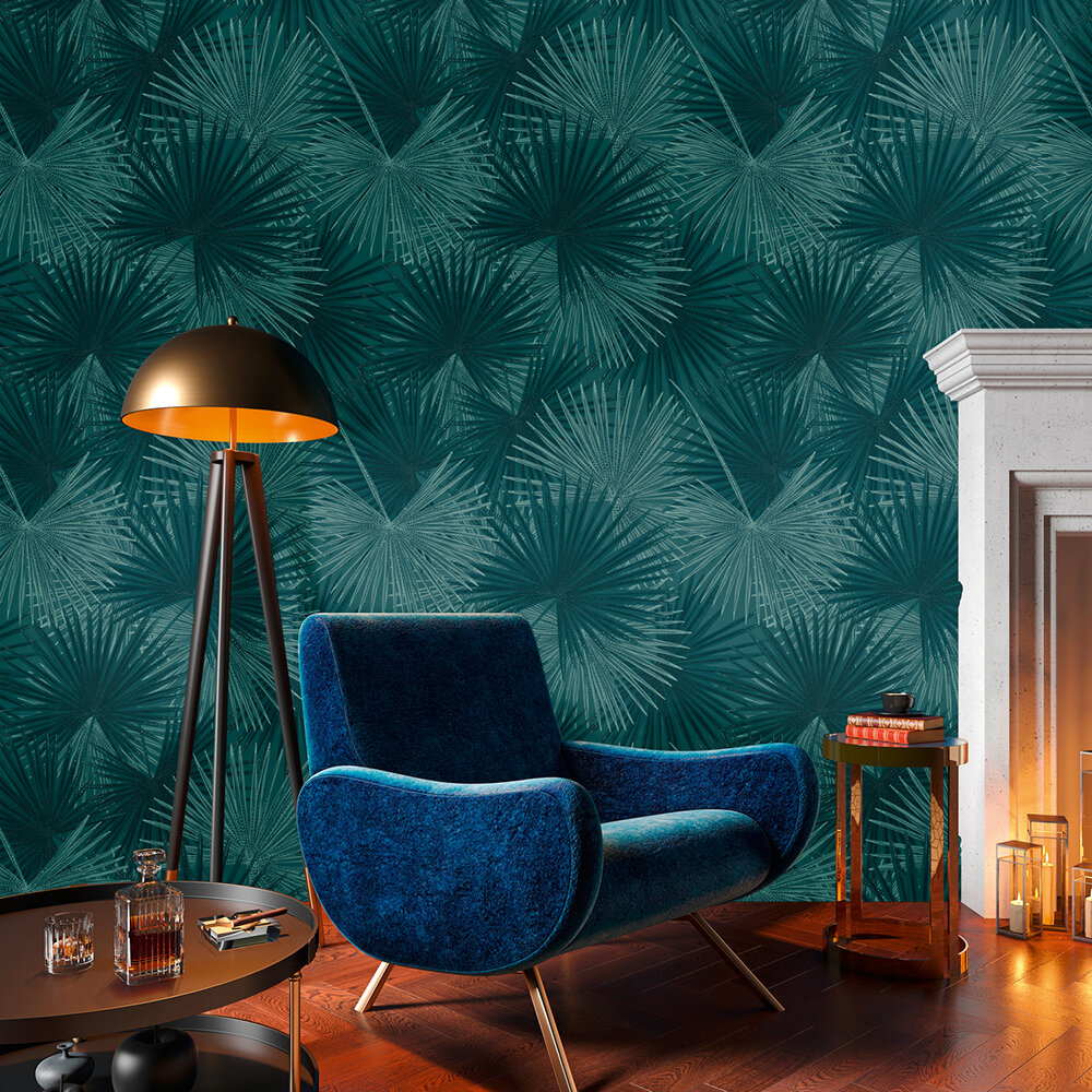 Panoramique Fan Palm Mural - Vert foncé - Metropolitan Stories