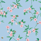 Greenwich Flowers Wallpaper - Blue & Pink - by Cath Kidston . Click for more details and a description.
