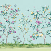 Oriental Flower Tree Large  Mural - Blue - by Origin Murals. Click for more details and a description.