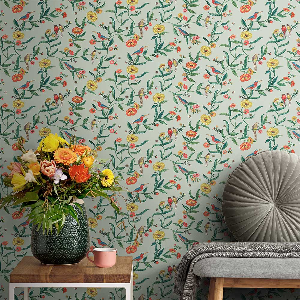 Summer Birds Wallpaper - Sage - by Cath Kidston 