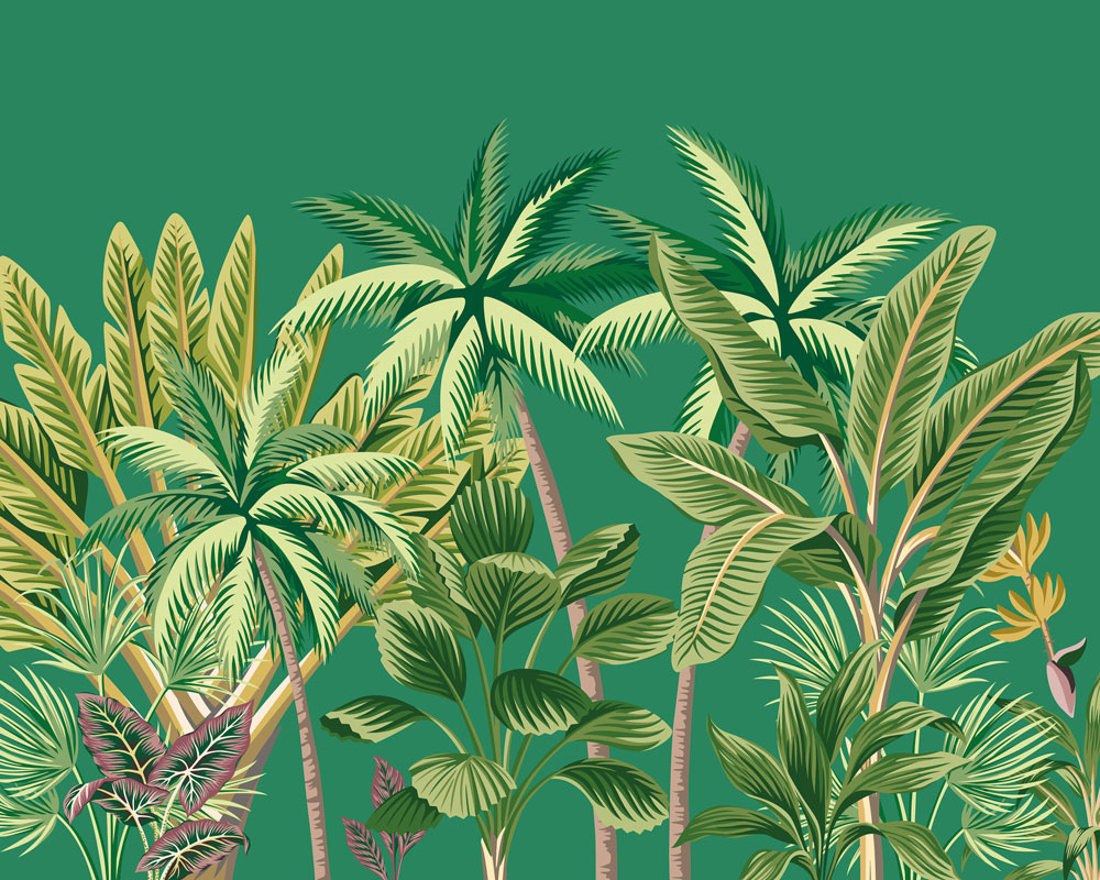 Tropical Palm Trees Large Mural - Green - by Origin Murals