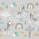 Dancing Zebras Large  Mural - Grey - by Origin Murals. Click for more details and a description.