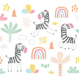 Dancing Zebras Large  Mural - White - by Origin Murals. Click for more details and a description.