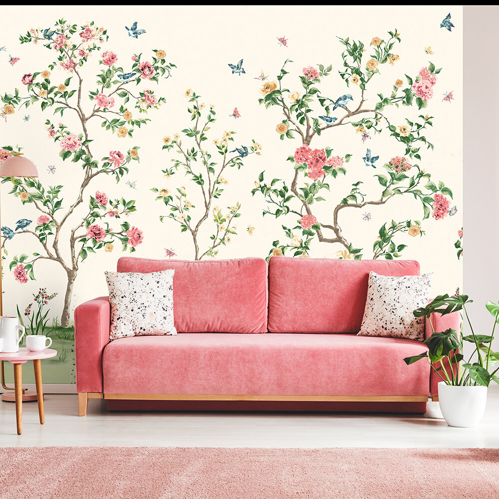 Oriental Flower Tree Medium By Origin Murals Cream Mural Wallpaper Direct