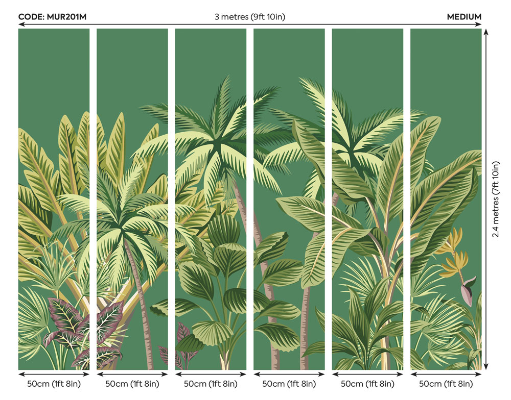 Tropical Palm Trees Medium Mural - Green - by Origin Murals
