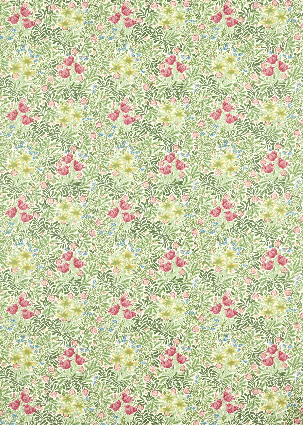 Bower  Fabric - Boughs Green / Rose - by Morris