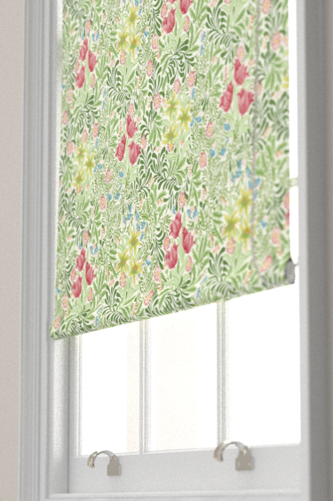 Bower  Blind - Boughs Green / Rose - by Morris. Click for more details and a description.