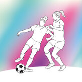 Girls Playing Football Medium  Mural - Blue - by Origin Murals. Click for more details and a description.