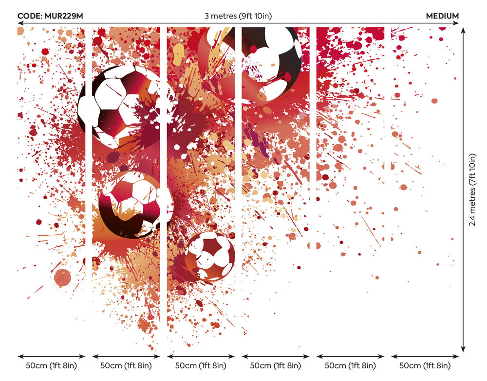 Football Splash Medium by Origin Murals - Red - Mural : Wallpaper Direct