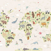 Childrens' World Map Medium Mural - Natural - by Origin Murals. Click for more details and a description.