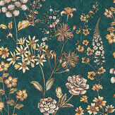 Papier peint Stockholm Floral - Sarcelle - Metropolitan Stories. Cliquez pour en savoir plus et lire la description.