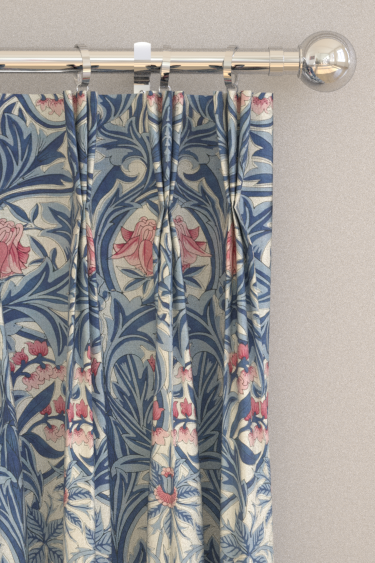 Bluebell Curtains - Indigo / Rose - by Morris. Click for more details and a description.