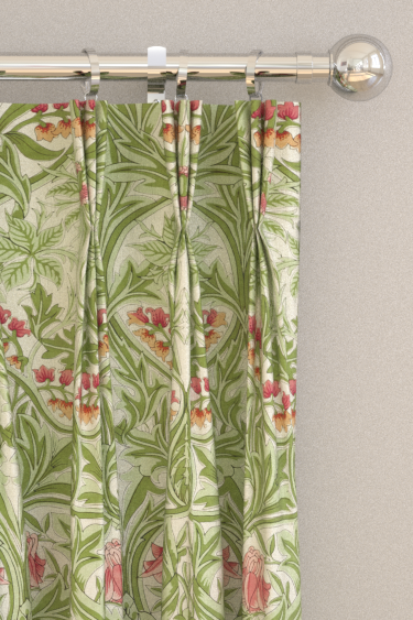 Bluebell Curtains - Leaf Green / Sweet Briar - by Morris. Click for more details and a description.