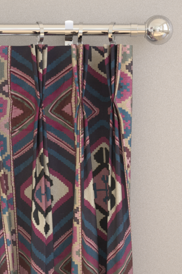 Dorothys Kilim Curtains - Barbed Berry / Indigo - by Morris. Click for more details and a description.