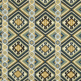 Dorothys Kilim Fabric - Sunflower / Tump Green - by Morris. Click for more details and a description.