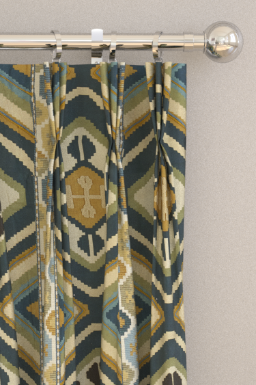 Dorothys Kilim Curtains - Sunflower / Tump Green - by Morris. Click for more details and a description.