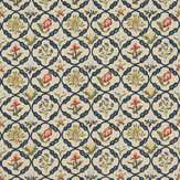 Mays Coverlet Fabric - Indigo / Rose - by Morris. Click for more details and a description.