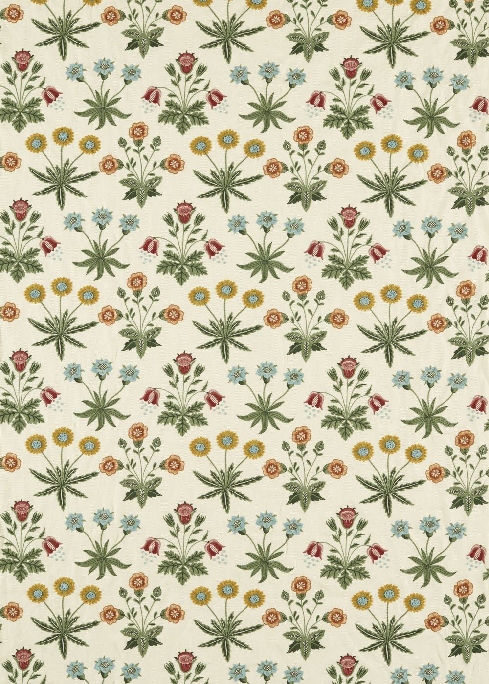 Daisy Embroidery Fabric - Cream / Multi - by Morris