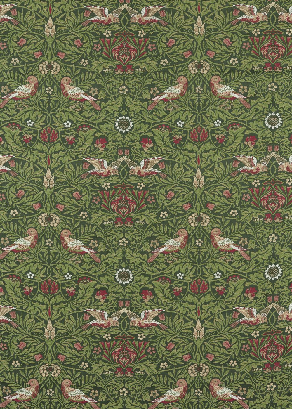Bird Tapestry Fabric - Tump Green - by Morris