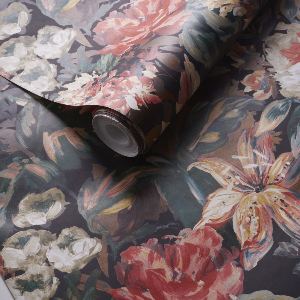 Lilum Wallpaper - Russet / Noir - by Clarke & Clarke