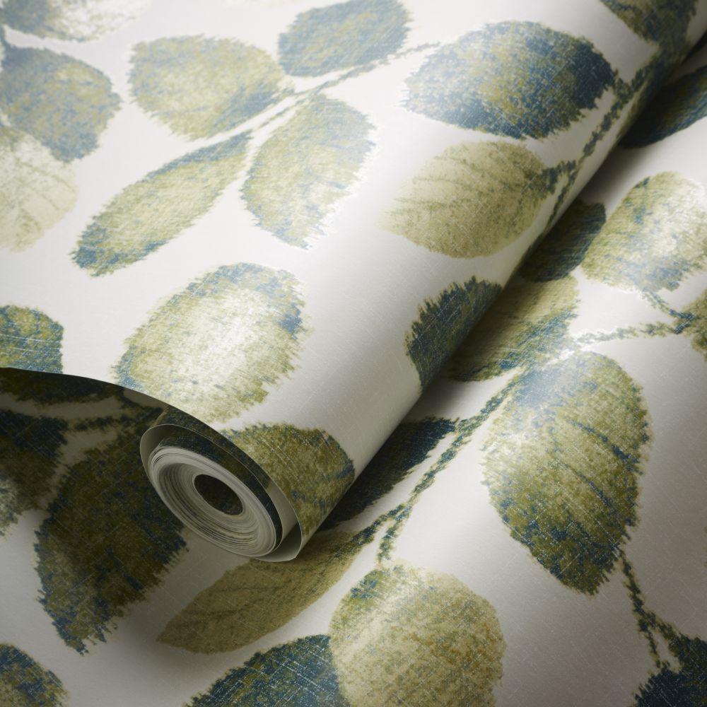 Northia Wallpaper - Olive / Peacock - by Clarke & Clarke