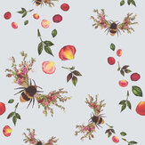 Bee Bloom Wallpaper - Silver - by Hattie Lloyd. Click for more details and a description.