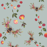 Bee Bloom Wallpaper - Duck Egg - by Hattie Lloyd. Click for more details and a description.