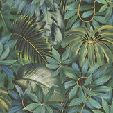 Tropical Leaf Motif Wallpaper - Green - by Galerie. Click for more details and a description.