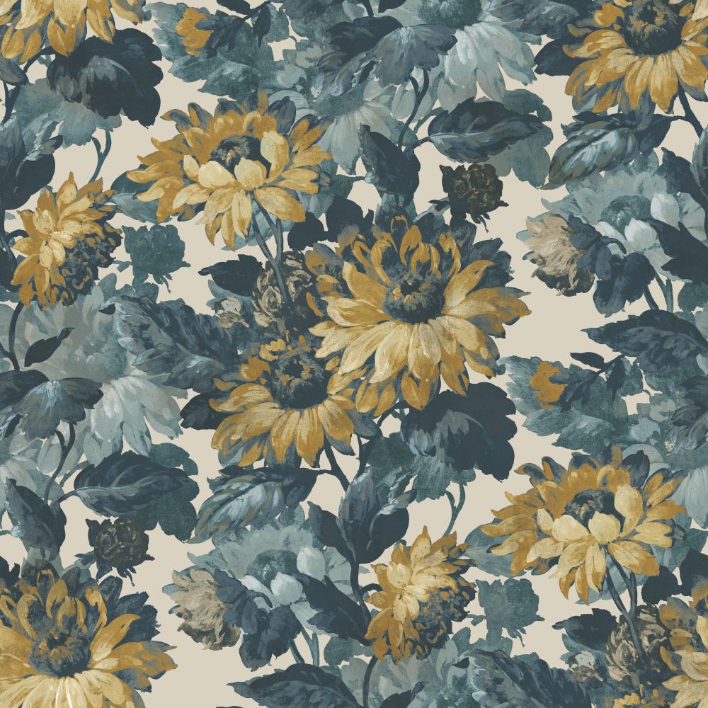 Sunforest Fabric - Denim / Linen - by Clarke & Clarke