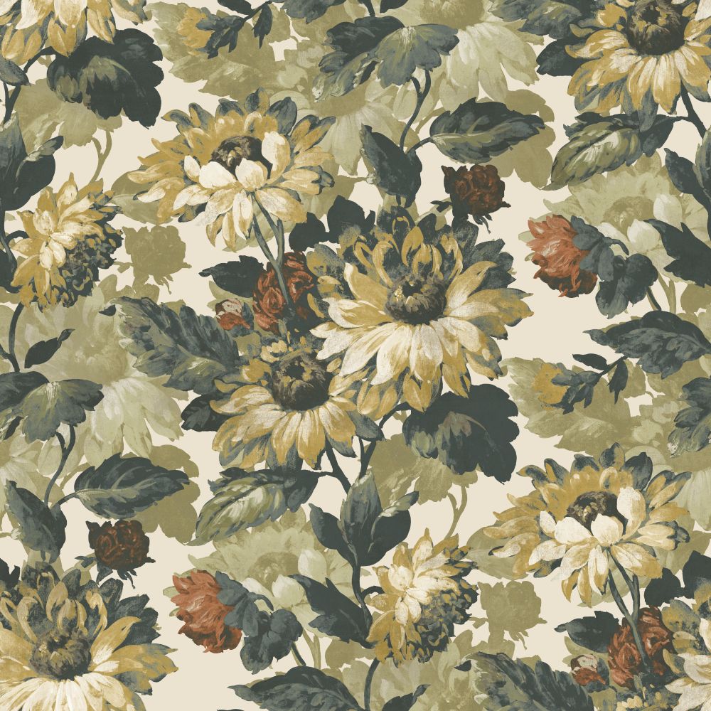 Sunforest Fabric - Olive / Russet - by Clarke & Clarke