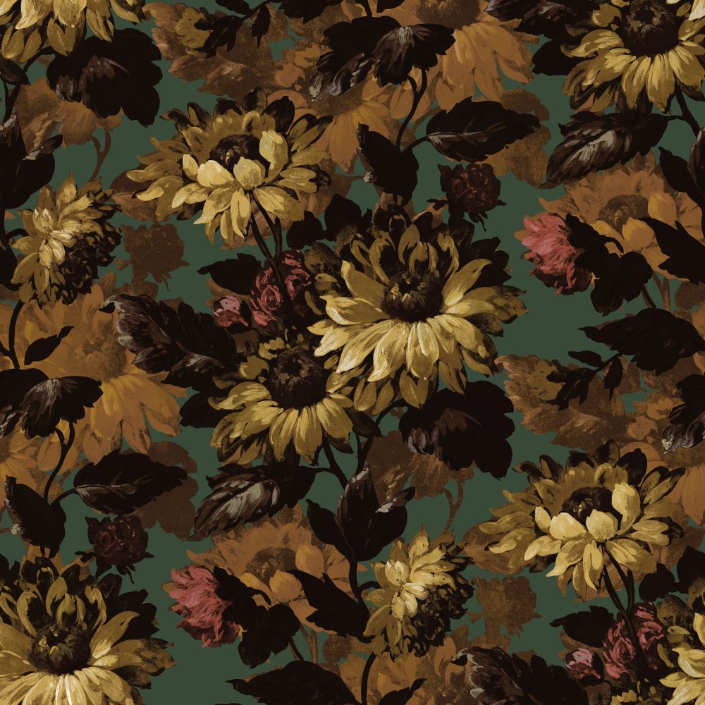 Sunforest Velvet Fabric - Sage / Russet  - by Clarke & Clarke