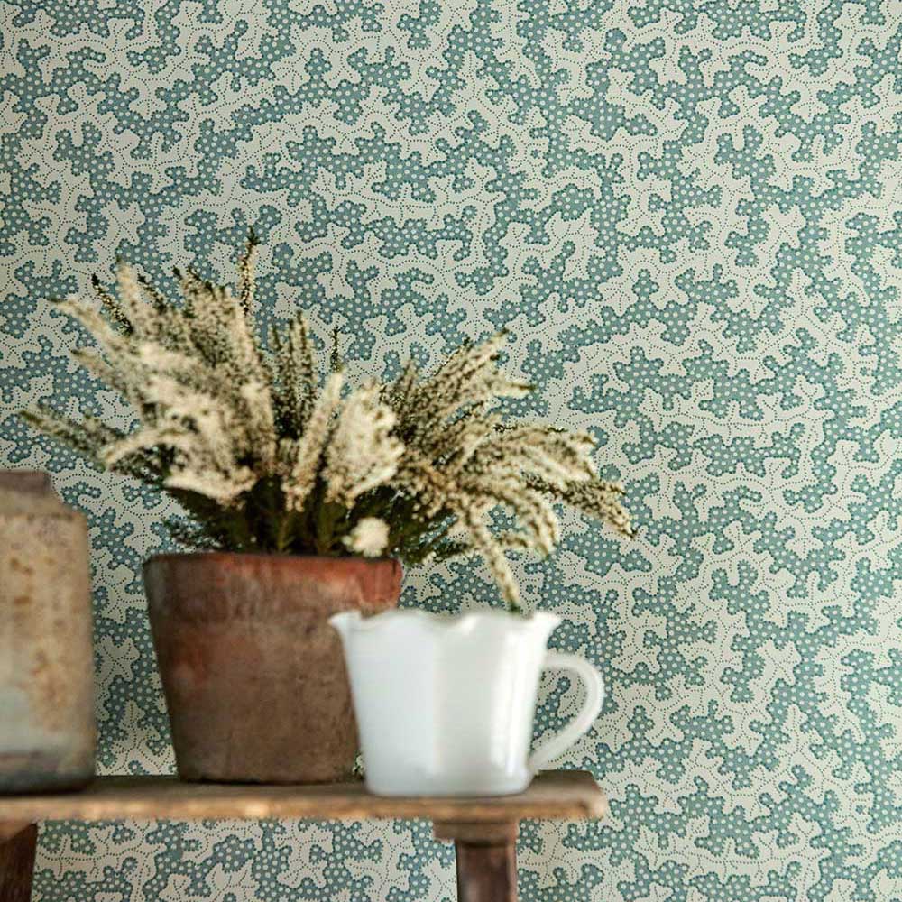 Truffle Wallpaper - Blue Clay - by Sanderson