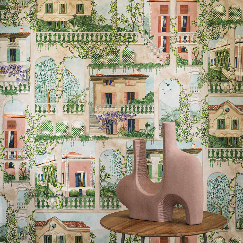 Villa Como Wallpaper - Terracotta - by Osborne & Little