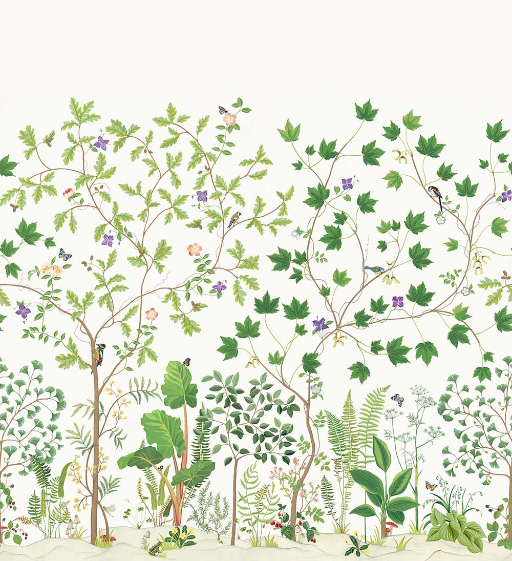 Sycamore & Oak Mural - Botanical Green - by Sanderson