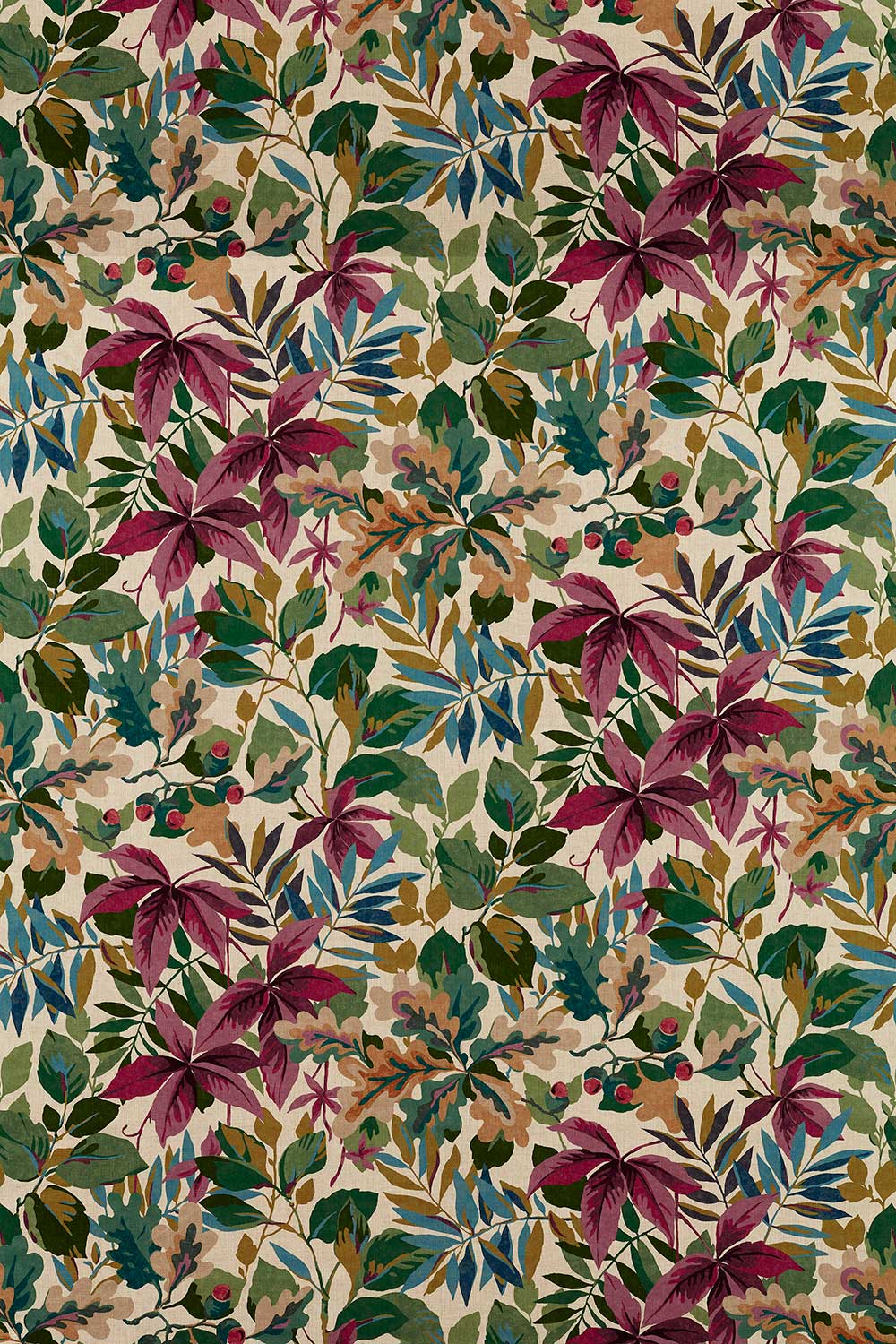 Robins Wood Fabric - Mulberry - by Sanderson