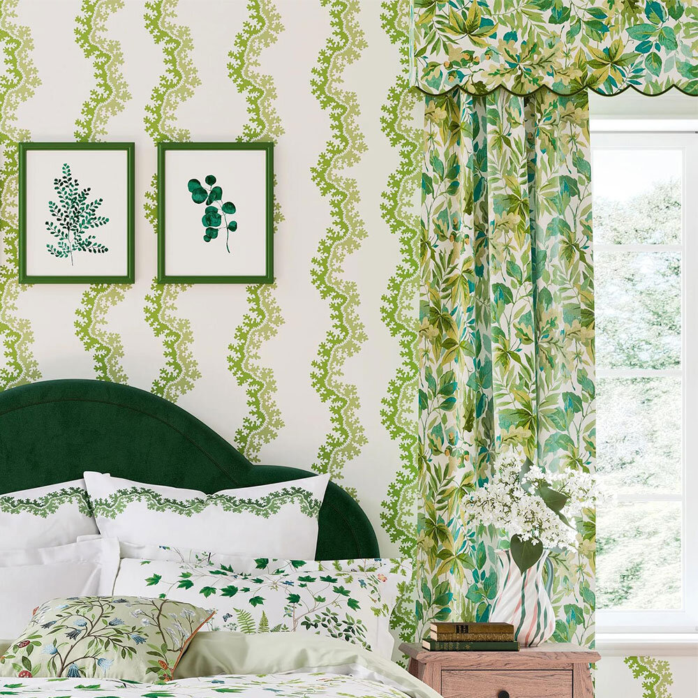 Robins Wood Fabric - Forest Green / Sap Green - by Sanderson