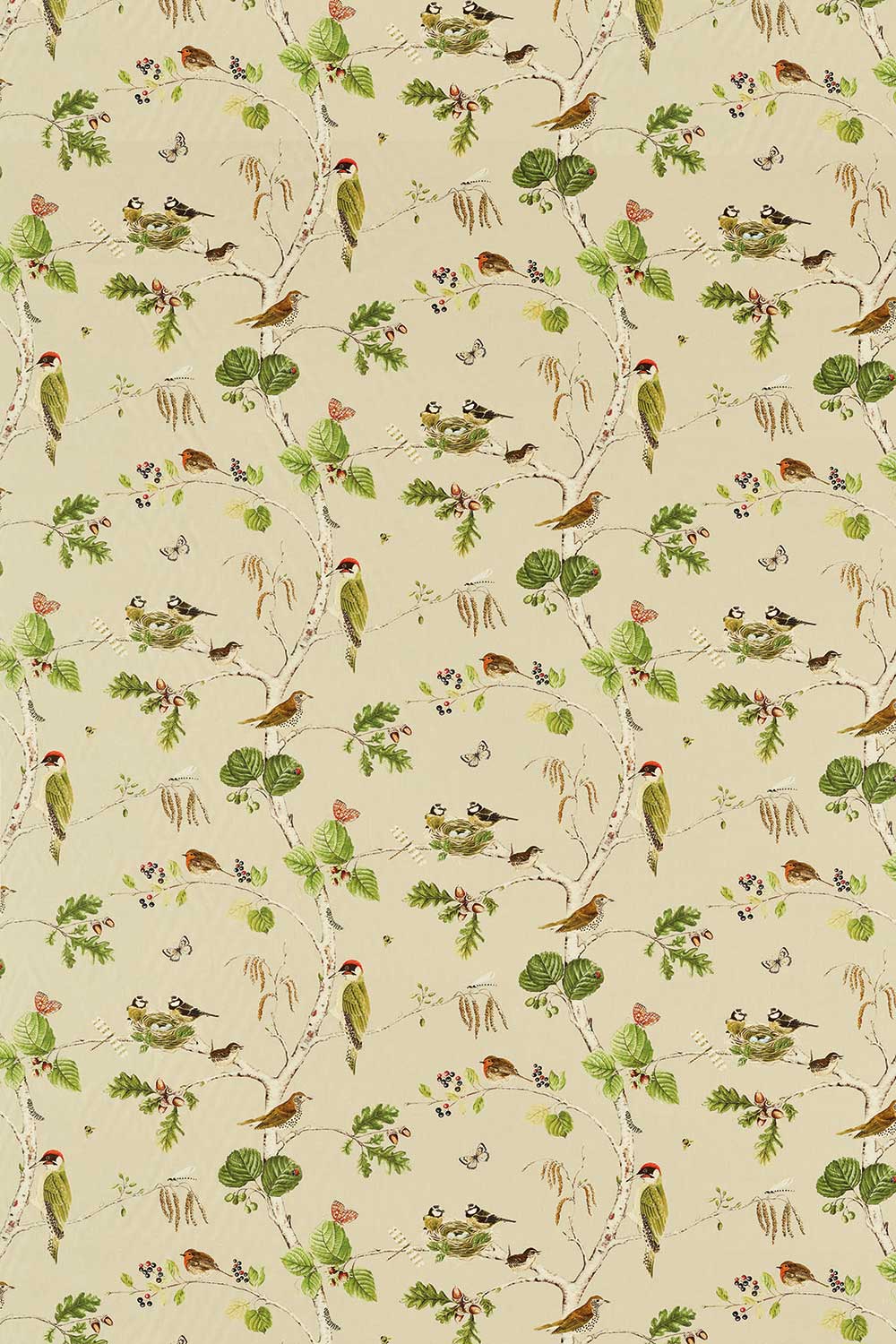 Woodland Chorus Fabric - Birch / Multi - by Sanderson