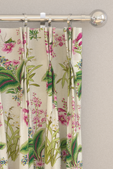 Enys Garden Curtains - Rose / Leaf - by Sanderson. Click for more details and a description.